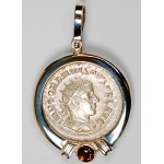 Roman Silver Denarius Coin in Sterling Silver Pendant